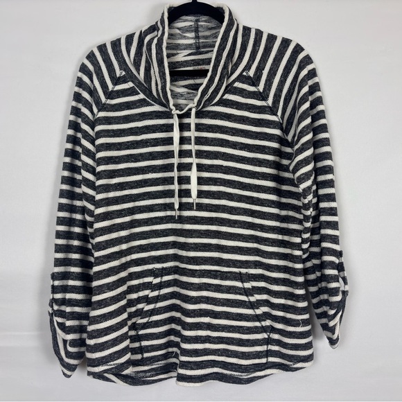 Striped Gray and White Women's Sweater - Picture 1 of 7